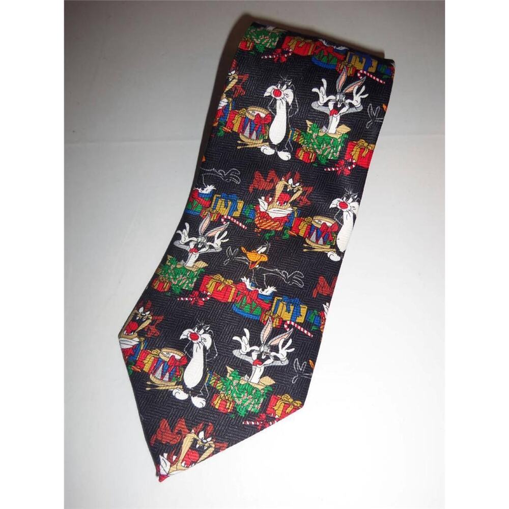 Christmas Tie Bugs Bunny Taz Sylvester Daffy Duck Looney Tunes -0215T20